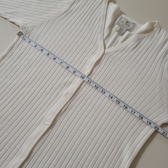 Express Women's Ivory V-neck Long Button-Down Cardigan Sweater - Picture 3 of 11